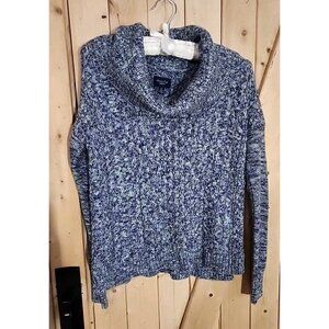 Womens Cable Knit Sweater Purple Gray American Eagle Outfitters Cowl Neck S/P
